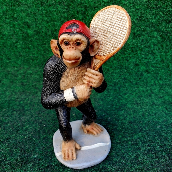 VTG Collek Monkey Tennis Player Resin Figure 5" Tall Baseball Cap Thailand - Picture 1 of 8